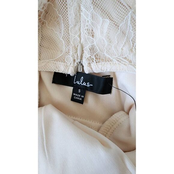 Lulus Dreamy Devotion Gardenia Lace Chiffon Beige Sleeveless Maxi Dress Small - Picture 6 of 12